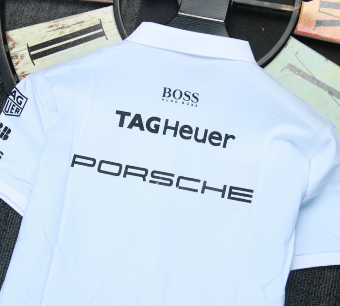 Porsche Polo Shirt Double Logo White NO Number