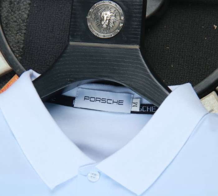 Porsche Polo Shirt Double Logo White NO Number