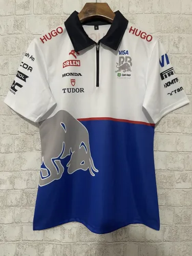 Red Bull Racing Quarter-Zip Polo Shirt Blue NO Number