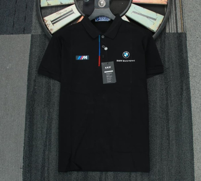 BMW Polo Shirt White Double Logo Black NO Number