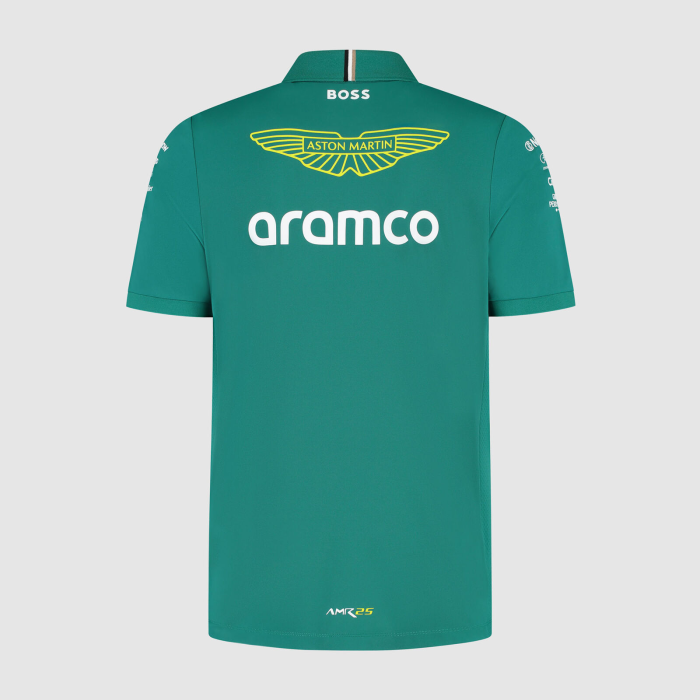 2025  Aston Martin 1/4 Zip Polo Shirt Green NO Number