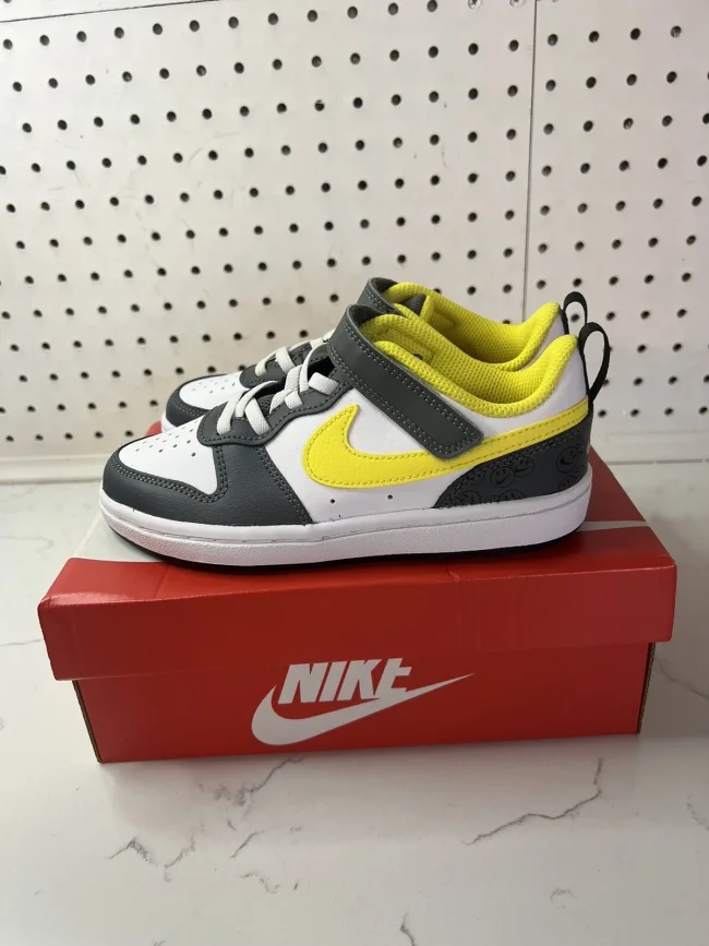 Air Force Low-top Children's Leather Sneakers Gray White Yellow