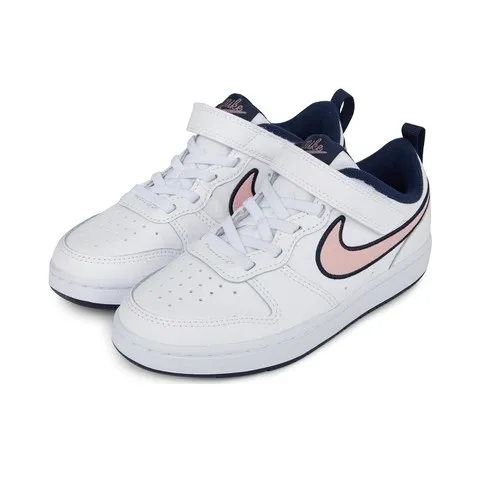 Air Force Court Borough Low Children's Leather Sneakers Velcro White Pink