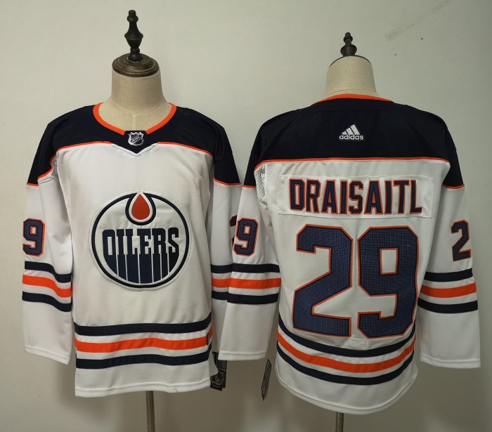 Edmonton Oilers Home Jersey White Black NO.29 DRAISAITL