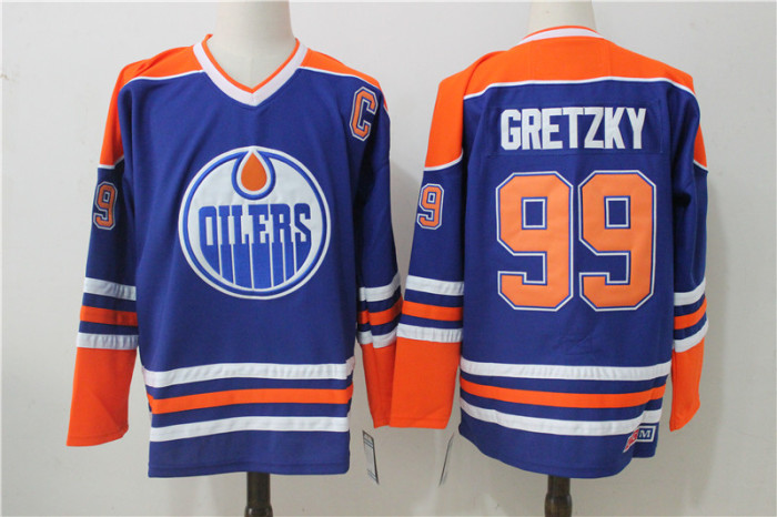 Edmonton Oilers Home Jersey Blue Orange NO.99 GRETZKY
