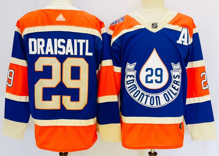 Edmonton Oilers Jersey Classic Blue Orange 2023 NO.29 DRAISAITL