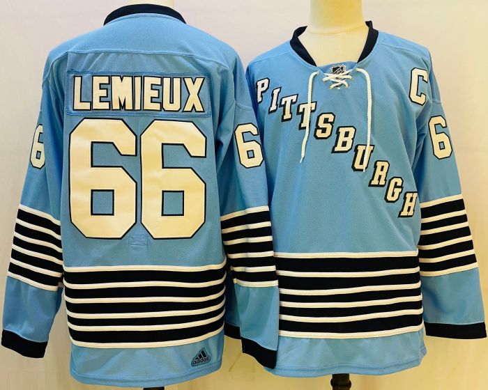 Pittsburgh Penguins Black Stitched Jersey Blue 21/22 NO.66 LEMIEUX