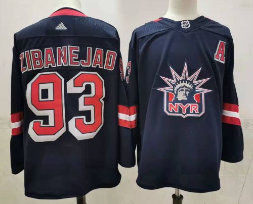 New York Rangers Jersey Reverse Retro 2.0 Black 22/23 NO.93 ZIBANEJAD