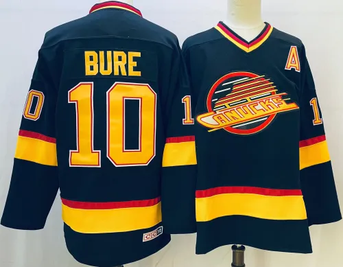 Vancouver Canucks Jersey Retro Black NO.10 BURE