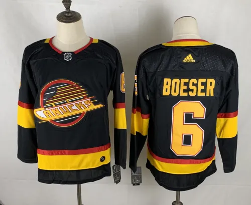 Vancouver Canucks Jersey Retro Black NO.6 BOESER
