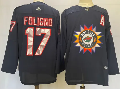 Minnesota Wild Retro Jersey Black NO.17 FOLIGNO