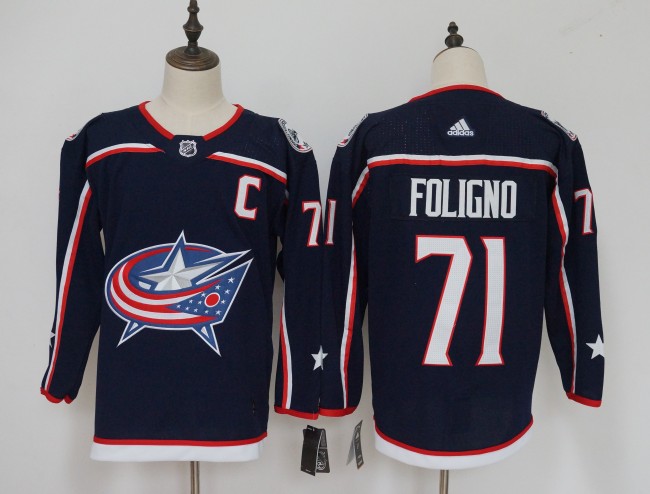 Columbus Blue Jackets Home 2022 Breakaway Player Jersey Navy NO.71 FOLIGNO