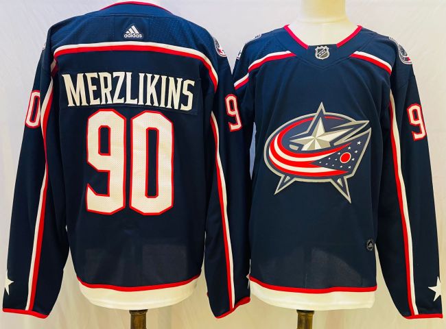 Columbus Blue Jackets Home 2022 Breakaway Player Jersey Navy NO.90 MERZLIKINS