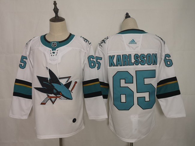 San Jose Sharks Alternate Player Jersey White NO.65 KARLSSON