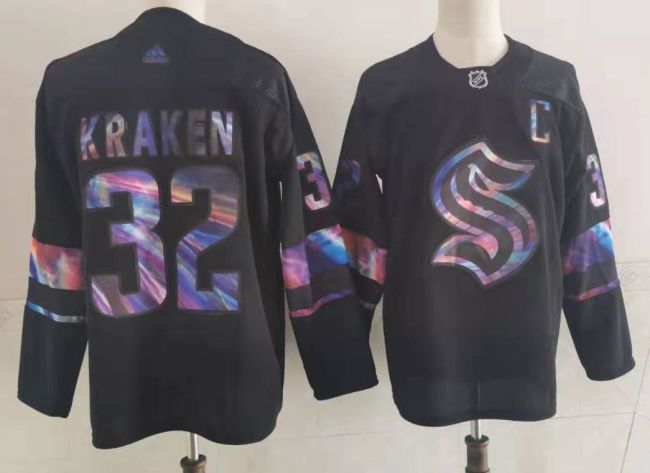Seattle Kraken Black Iridescent Holographic Collection 2021 Limited Jersey NO.32 KRAKEN