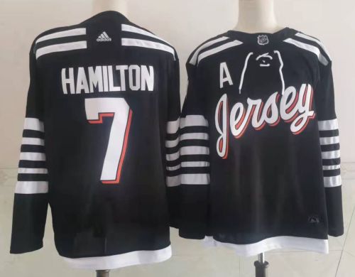 New Jersey Devils Alternate Breakaway Player Jersey Black NO.7 HAMILTON