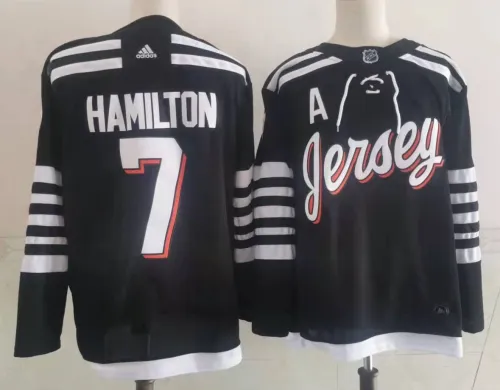 New Jersey Devils Alternate Breakaway Player Jersey Black NO.7 HAMILTON