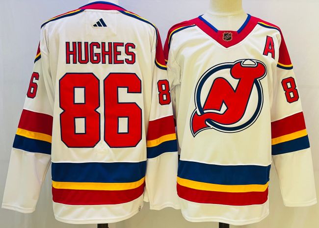 New Jersey Devils Jersey Retro 2.0 White NO.86 HUGHES