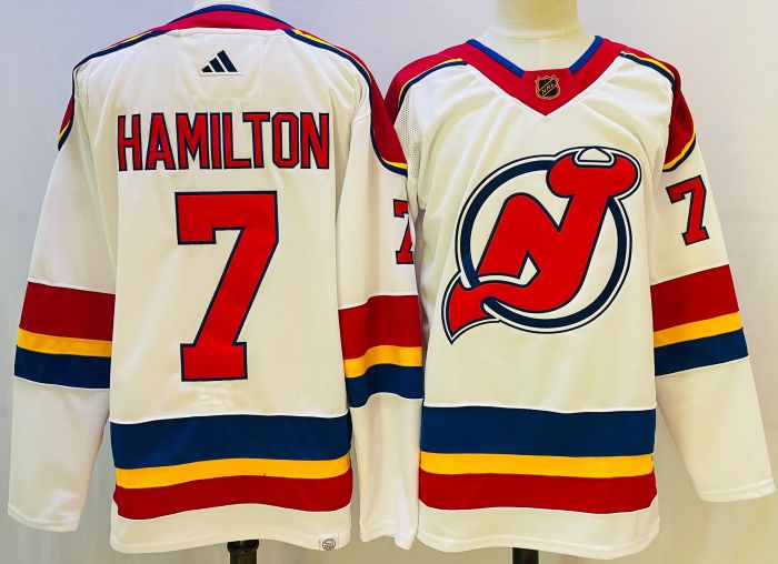 New Jersey Devils Jersey Retro 2.0 White NO.7 HAMILTON