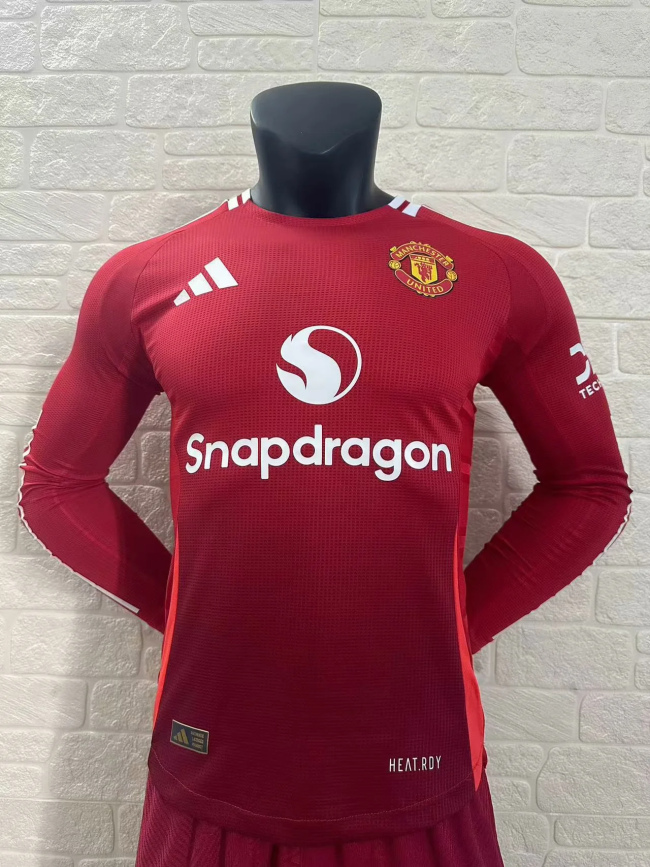 Manchester United Home Player Long Sleeve Jersey 24/25