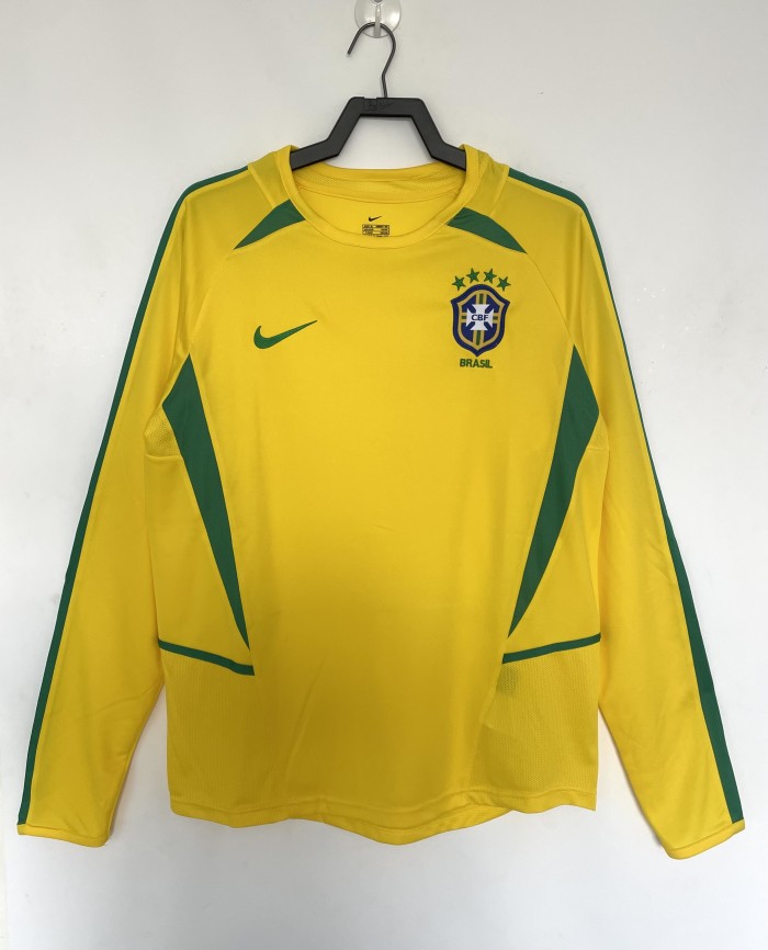 Brazil Home Retro Long Sleeve Jersey 2002