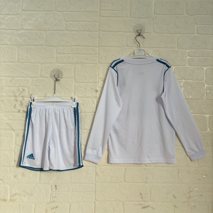 Real Madrid Home Retro Long Sleeve Kids Suit 2017/18