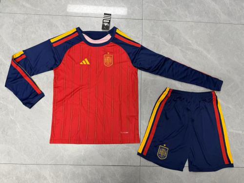 Spain 2026 World Cup Home Long Sleeve Kids Suit