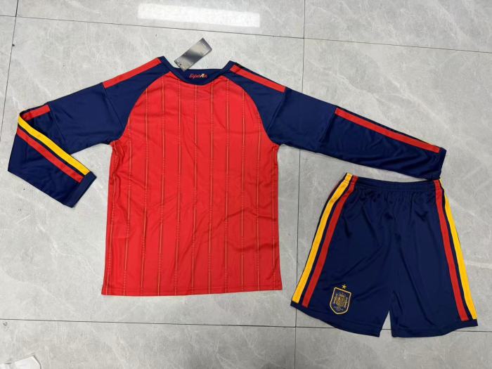 Spain 2026 World Cup Home Long Sleeve Kids Suit