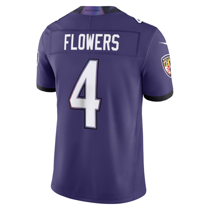 Baltimore Ravens Jersey Purple NO.4 FLOWERS
