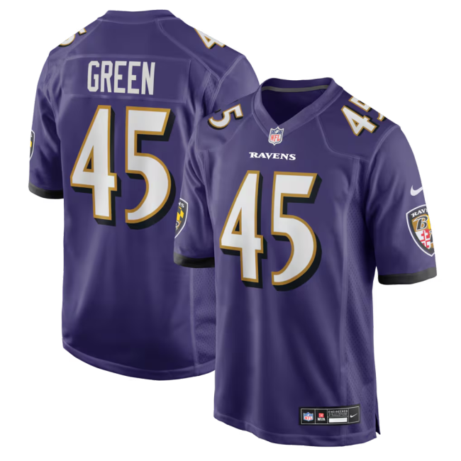 Baltimore Ravens Jersey Purple NO.45 GREEN
