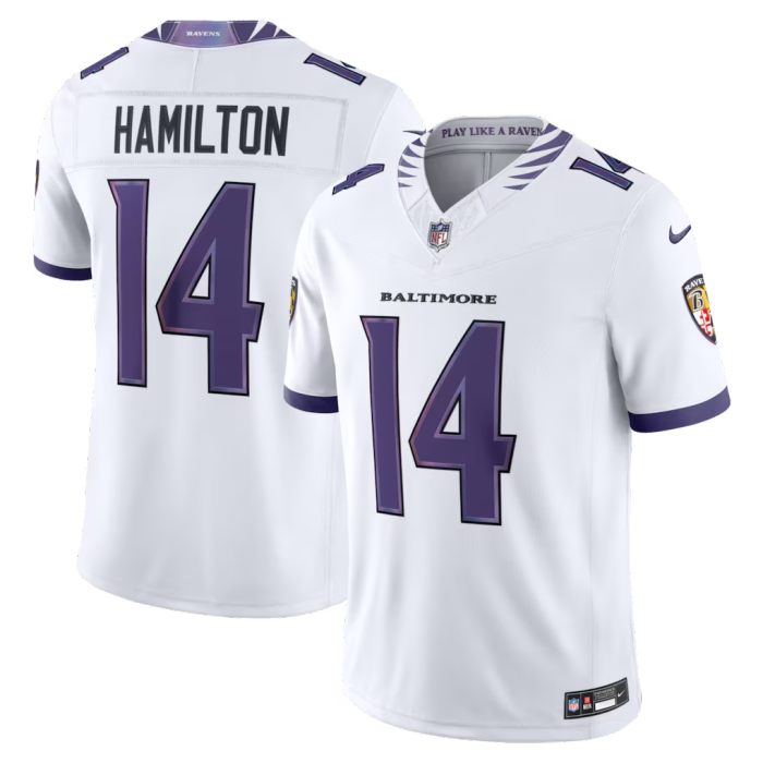 Baltimore Ravens Jersey White NO.14 HAMILTON