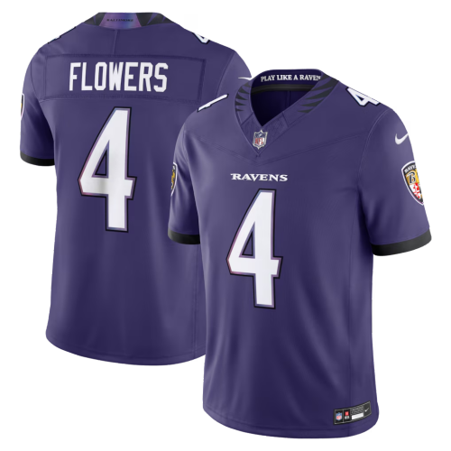 Baltimore Ravens Jersey Purple NO.4 FLOWERS
