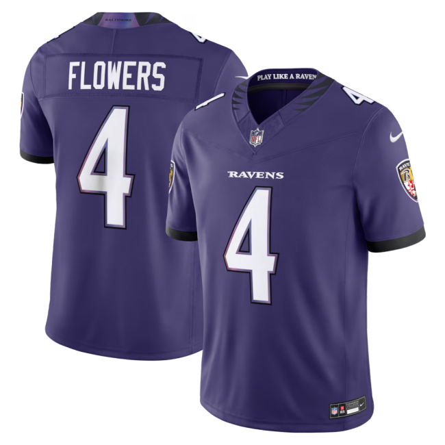 Baltimore Ravens Jersey Purple NO.4 FLOWERS