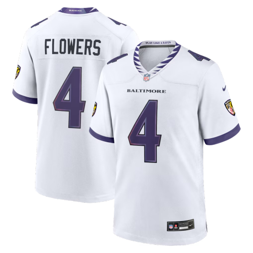 Baltimore Ravens Jersey White NO.4 FLOWERS
