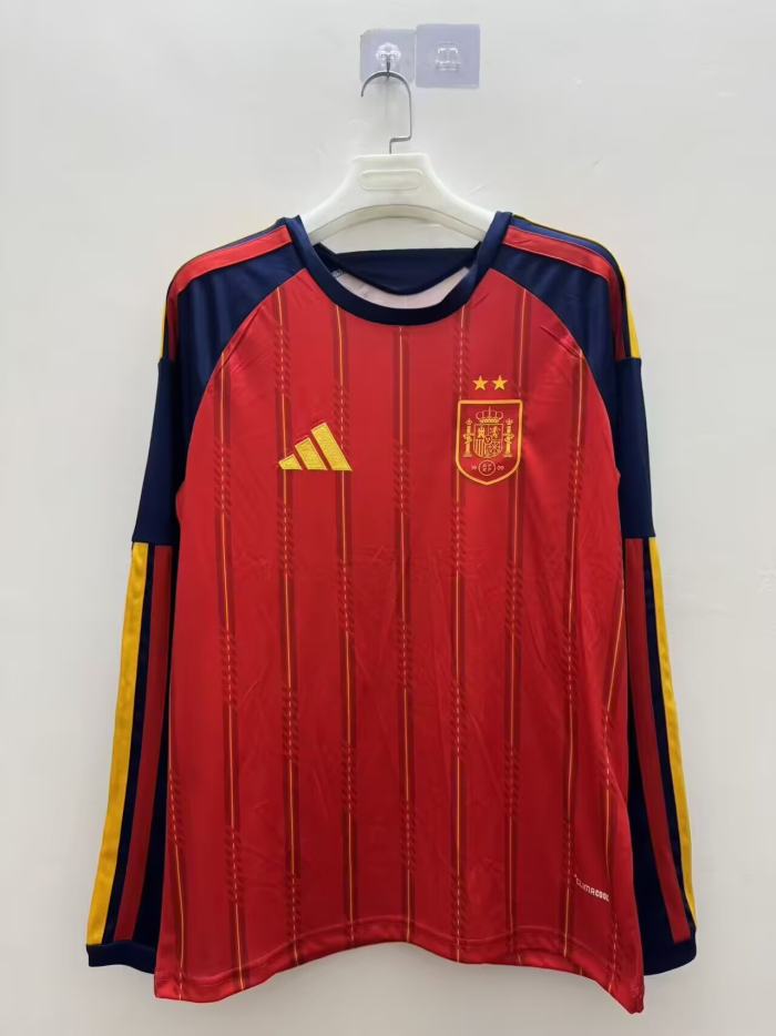 Spain 2026 World Cup Home Man Long Sleeve Jersey (2 stars)