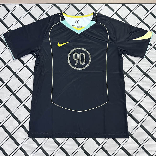 Total 90 Black Retro-style soccer jersey