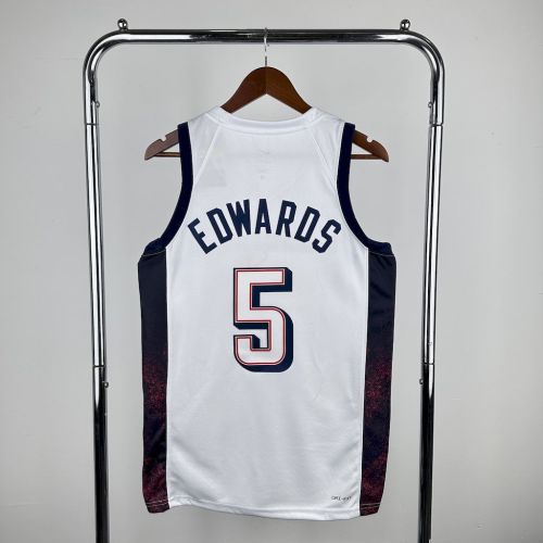 Anthony Edwards Team USA 2024 Swingman Home Jersey White