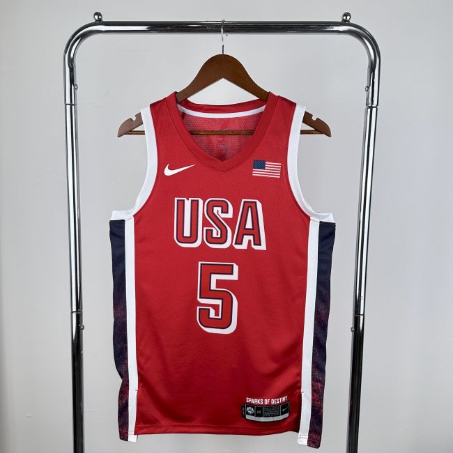 Anthony Edwards Team USA 2024 Swingman Jersey Red